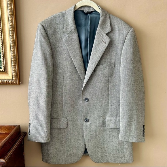 Jos A Bank Sport Coat Gray Herringbone Silk Camel Hair Blazer Size 40 Regular - Picture 1 of 11